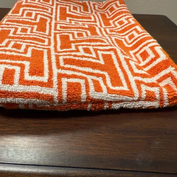 Tory Burch Orange and White T Patterned Cosmetic Bag Clutch NWT - Picture 5 of 9